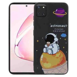 For Samsung Galaxy A81 Milk Tea Astronaut Pattern Liquid Silicone Phone Case(Black)