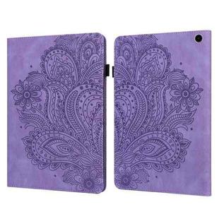 For Amazon Fire Max 11 Peacock Embossed Pattern Leather Tablet Case(Purple)