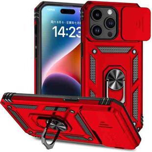 For iPhone 15 Pro Max Sliding Camshield Holder Phone Case(Red)
