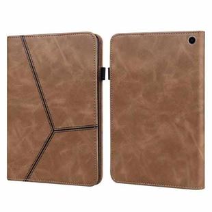 For Amazon Fire Max 11 Embossed Striped Leather Tablet Case(Brown)