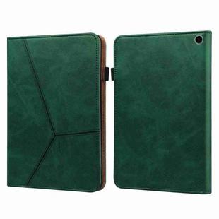 For Amazon Kindle Fire HD 8 2022 Embossed Striped Leather Tablet Case(Green)