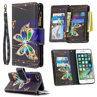 For iPhone 8 & 7 Colored Drawing Pattern Zipper Horizontal Flip Leather Case with Holder & Card Slots & Wallet(Big Butterfly)