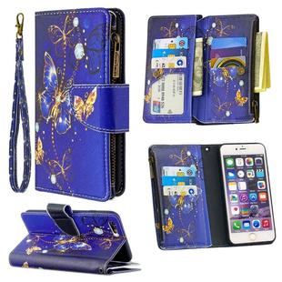 For iPhone 6s Plus & 6 Plus Colored Drawing Pattern Zipper Horizontal Flip Leather Case with Holder & Card Slots & Wallet(Purple Butterfly)