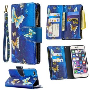 For iPhone 6s Plus & 6 Plus Colored Drawing Pattern Zipper Horizontal Flip Leather Case with Holder & Card Slots & Wallet(Gold Butterfly)
