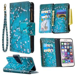 For iPhone 6s Plus & 6 Plus Colored Drawing Pattern Zipper Horizontal Flip Leather Case with Holder & Card Slots & Wallet(Plum Blossom)