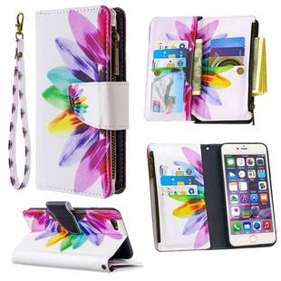 For iPhone 6s Plus & 6 Plus Colored Drawing Pattern Zipper Horizontal Flip Leather Case with Holder & Card Slots & Wallet(Sun Flower)