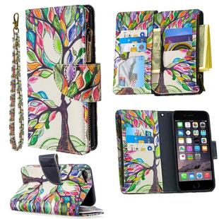 For iPhone 6s & 6 Colored Drawing Pattern Zipper Horizontal Flip Leather Case with Holder & Card Slots & Wallet(Tree)
