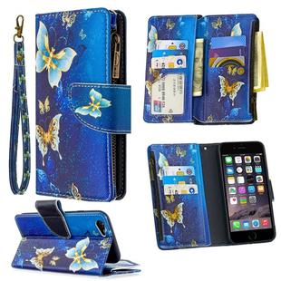 For iPhone 6s & 6 Colored Drawing Pattern Zipper Horizontal Flip Leather Case with Holder & Card Slots & Wallet(Gold Butterfly)