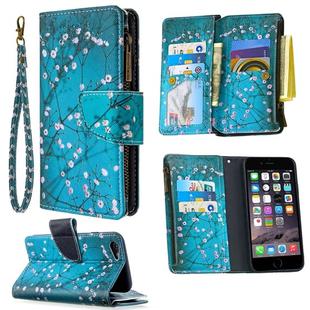 For iPhone 6s & 6 Colored Drawing Pattern Zipper Horizontal Flip Leather Case with Holder & Card Slots & Wallet(Plum Blossom)