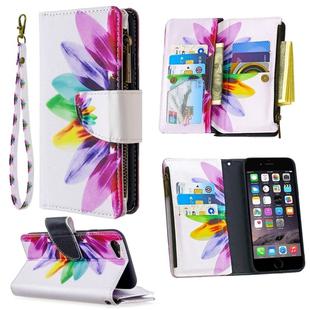 For iPhone 6s & 6 Colored Drawing Pattern Zipper Horizontal Flip Leather Case with Holder & Card Slots & Wallet(Sun Flower)