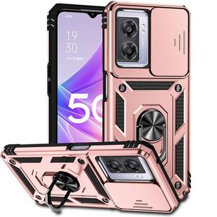 For OPPO A57 Sliding Camshield Holder Phone Case(Rose Gold)