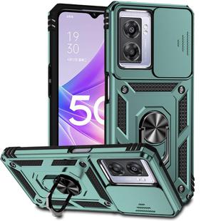 For OPPO A57 Sliding Camshield Holder Phone Case(Dark Green)