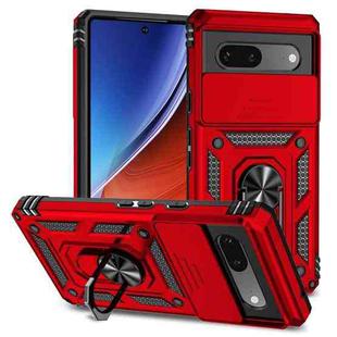 For Google Pixel 7a Sliding Camshield Holder Phone Case(Red)