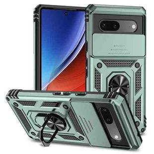 For Google Pixel 7a Sliding Camshield Holder Phone Case(Dark Green)