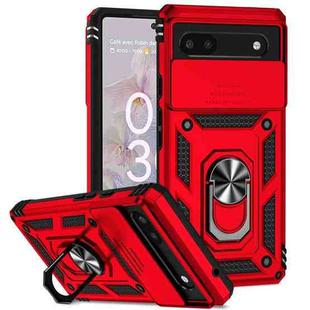 For Google Pixel 6a Sliding Camshield Holder Phone Case(Red)