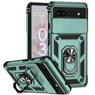 For Google Pixel 6a Sliding Camshield Holder Phone Case(Dark Green)