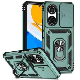 For Honor X7 Sliding Camshield Holder Phone Case(Dark Green)