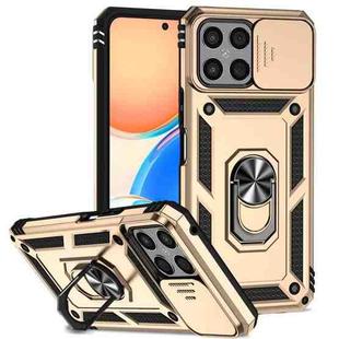 For Honor X8 Sliding Camshield Holder Phone Case(Gold)