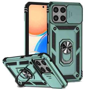 For Honor X8 Sliding Camshield Holder Phone Case(Dark Green)