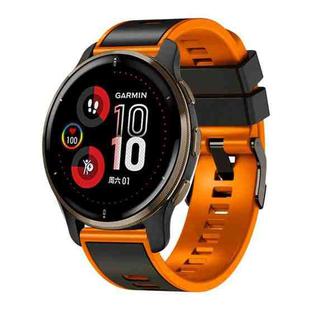 For Garmin Forerunner 265S / 255S / Venu 2S 18mm Weave Two-Color Silicone Watch Band(Black Orange)