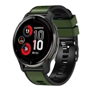 For Garmin Forerunner 265S / 255S / Venu 2S 18mm Weave Two-Color Silicone Watch Band(Army Green Black)