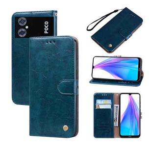 For Xiaomi Poco M4 5G/Poco M5/Redmi Note 11R Oil Wax Texture Leather Phone Case(Blue)