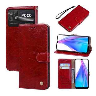 For Xiaomi Poco C40 Oil Wax Texture Leather Phone Case(Red)