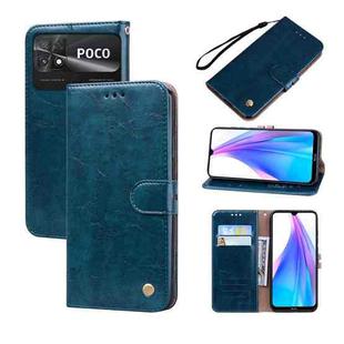 For Xiaomi Poco C40 Oil Wax Texture Leather Phone Case(Blue)