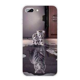 For iPhone 8 Plus / 7 Plus Coloured Drawing Pattern Highly Transparent TPU Protective Case(Cat Tiger)