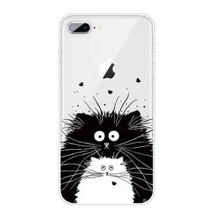 For iPhone 8 Plus / 7 Plus Coloured Drawing Pattern Highly Transparent TPU Protective Case(Black White Rat)