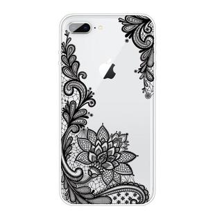 For iPhone 8 Plus / 7 Plus Coloured Drawing Pattern Highly Transparent TPU Protective Case(Black Rose)
