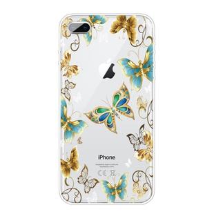 For iPhone 8 Plus / 7 Plus Coloured Drawing Pattern Highly Transparent TPU Protective Case(Golden Butterfly)