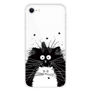 For iPhone SE 2022 / SE 2020 / 8 / 7 Coloured Drawing Pattern Highly Transparent TPU Protective Case(Black White Rat)