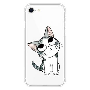 For iPhone SE 2022 / SE 2020 / 8 / 7 Coloured Drawing Pattern Highly Transparent TPU Protective Case(Cat)