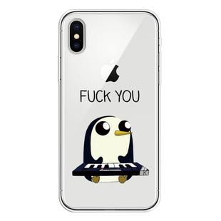 For iPhone X / XS Coloured Drawing Pattern Highly Transparent TPU Protective Case(Penguin)