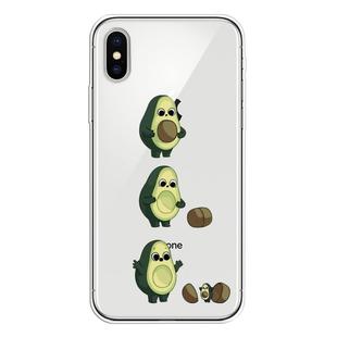 For iPhone X / XS Coloured Drawing Pattern Highly Transparent TPU Protective Case(Avocado)