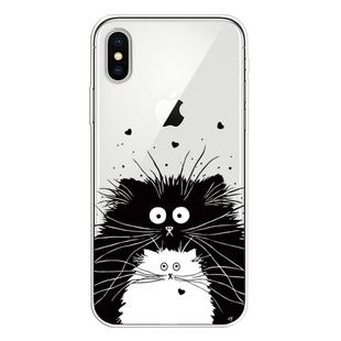 For iPhone X / XS Coloured Drawing Pattern Highly Transparent TPU Protective Case(Black White Rat)