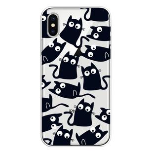 For iPhone X / XS Coloured Drawing Pattern Highly Transparent TPU Protective Case(Black Cat)