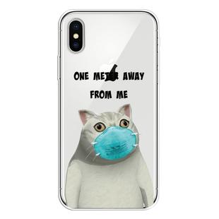For iPhone XS Max Coloured Drawing Pattern Highly Transparent TPU Protective Case(Mask Cat)