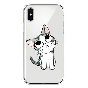 For iPhone XS Max Coloured Drawing Pattern Highly Transparent TPU Protective Case(Cat)