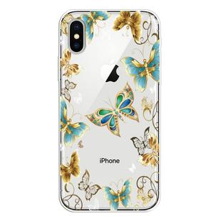 For iPhone XS Max Coloured Drawing Pattern Highly Transparent TPU Protective Case(Golden Butterfly)
