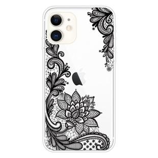 For iPhone 11 Coloured Drawing Pattern Highly Transparent TPU Protective Case(Black Rose)