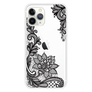 For iPhone 11 Pro Coloured Drawing Pattern Highly Transparent TPU Protective Case(Black Rose)