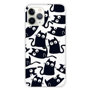 For iPhone 11 Pro Max Coloured Drawing Pattern Highly Transparent TPU Protective Case(Black Cat)