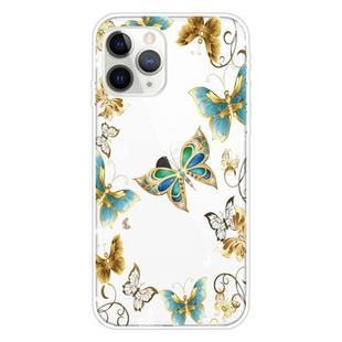 For iPhone 11 Pro Max Coloured Drawing Pattern Highly Transparent TPU Protective Case(Golden Butterfly)