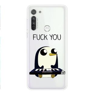 For Motorola G8 Coloured Drawing Pattern Highly Transparent TPU Protective Case(Penguin)