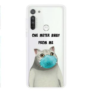 For Motorola G8 Coloured Drawing Pattern Highly Transparent TPU Protective Case(Mask Cat)