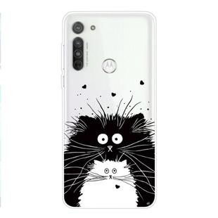 For Motorola G8 Coloured Drawing Pattern Highly Transparent TPU Protective Case(Black White Rat)