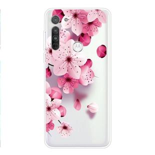 For Motorola G8 Coloured Drawing Pattern Highly Transparent TPU Protective Case(Cherry Blossoms)