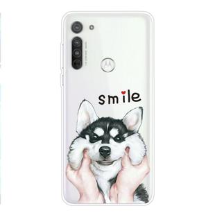 For Motorola G8 Power Coloured Drawing Pattern Highly Transparent TPU Protective Case(Pinch Dog)